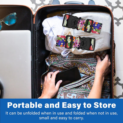 2 Pack Luggage Straps for Suitcases, Adjustable Travel Belt with Double Lock and Quick Release Buckle, Heavy Duty Nylon Bag Packing Strap, Bright Identifiers Business Travel Accessories-Flower Garden