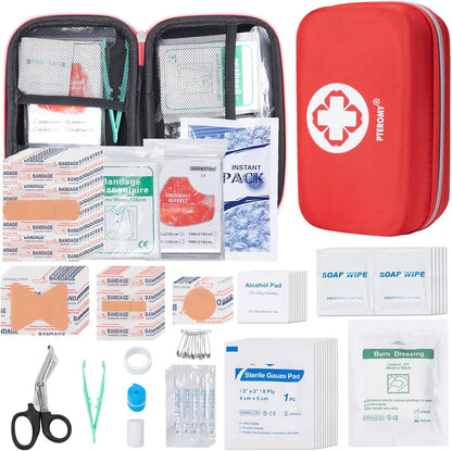 PTEROMY 300 Piece First Aid Kit, Portable Small Emergency Kits Compact 1st Aid Kit with Hard Storage Case for Car, Travel, Home, Camping, Outdoor, Hiking