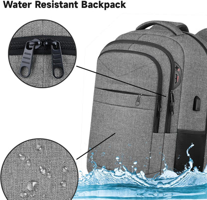 Lapsouno Extra Large Laptop Backpack, 17 Inch Carry on Travel Backpack, Anti-Theft College School Computer Bag with USB Port, Gift for Men Women, Grey