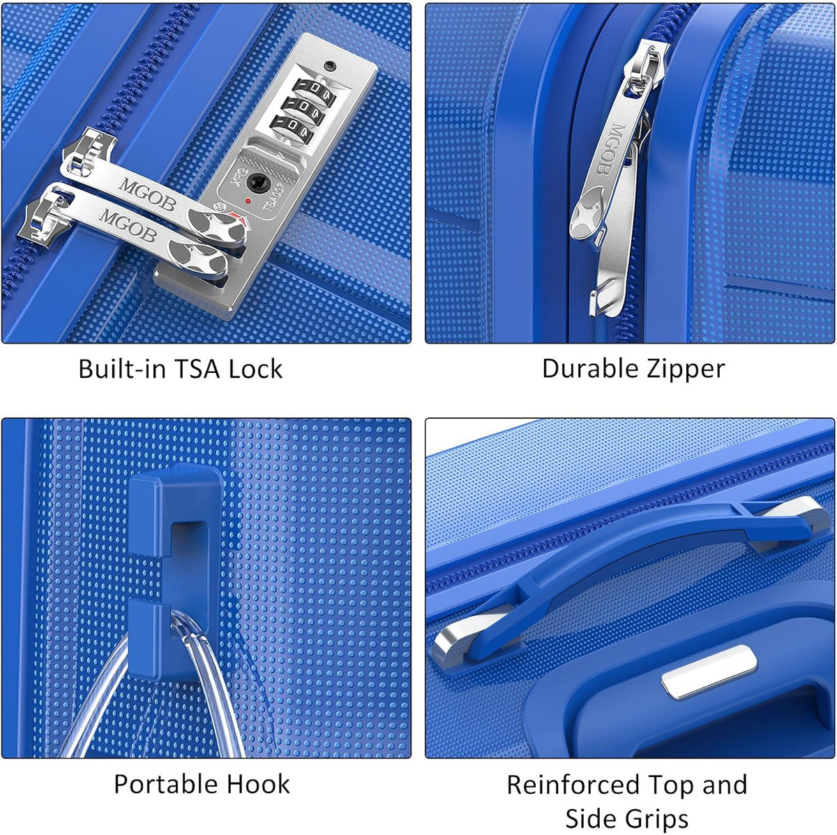 Luggage Sets 3 Piece, Hard Shell Luggage Sets with Spinner Wheels, PP Lightweight & Durable Suitcases with TSA Lock, Hardside Travel Suitcase Sets (20/24/28 inch), Blue
