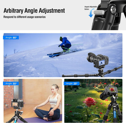 Travel Camera Carbon Fiber Mini Table Tripod, 14.5" Lightweight Desktop Tripod for DSLR Camera Video Camcorder Webcam, Max Load 22lb（LS-223CX）