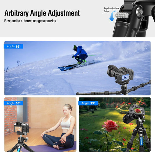 Travel Camera Carbon Fiber Mini Table Tripod, 14.5" Lightweight Desktop Tripod for DSLR Camera Video Camcorder Webcam, Max Load 22lb（LS-223CX）