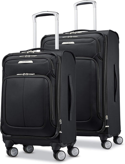 Samsonite Solyte DLX Softside Expandable Luggage with Spinner Wheels, Midnight Black, 2-Piece Set (20/25)