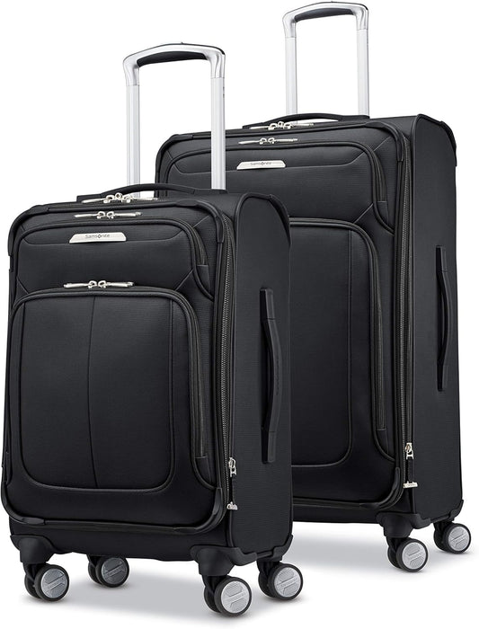 Samsonite Solyte DLX Softside Expandable Luggage with Spinner Wheels, Midnight Black, 2-Piece Set (20/25)