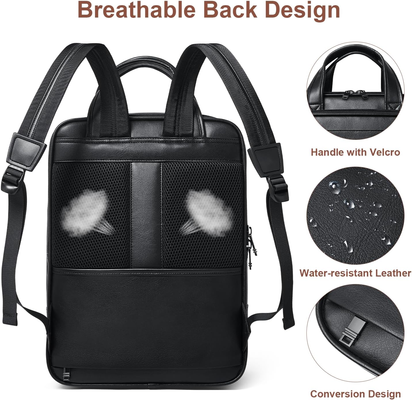 Shrrie 15.6" Laptop Backpack,Business Work Backpack Briefcase,Durable Computer Backpack for Office,Travel,College,Two-tone Black