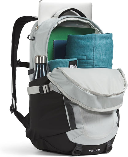 The North Face Recon Everyday Laptop Backpack - PFAS Free, Tin Grey Dark Heather/Asphalt Grey/TNF Black-NPF, One Size