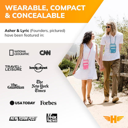 Hero Travel Supply Neck Wallet, RFID Blocking Passport Holder, Easy to Conceal Pouch (Hot Pink)