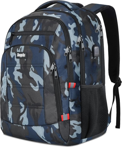 Laptop Backpack for Men,School Backpack with USB Charging Port,Water Resistant Backpack for teens boys,Business Work College bookbag,book bag Fits 15.6 Inch,Blue Back Pack