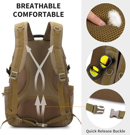 HUNTVP Military Tactical Backpack 40L Large Army 3 Day Assault Pack Molle Bag Backpacks WR Hunting Rucksack Assault Pack