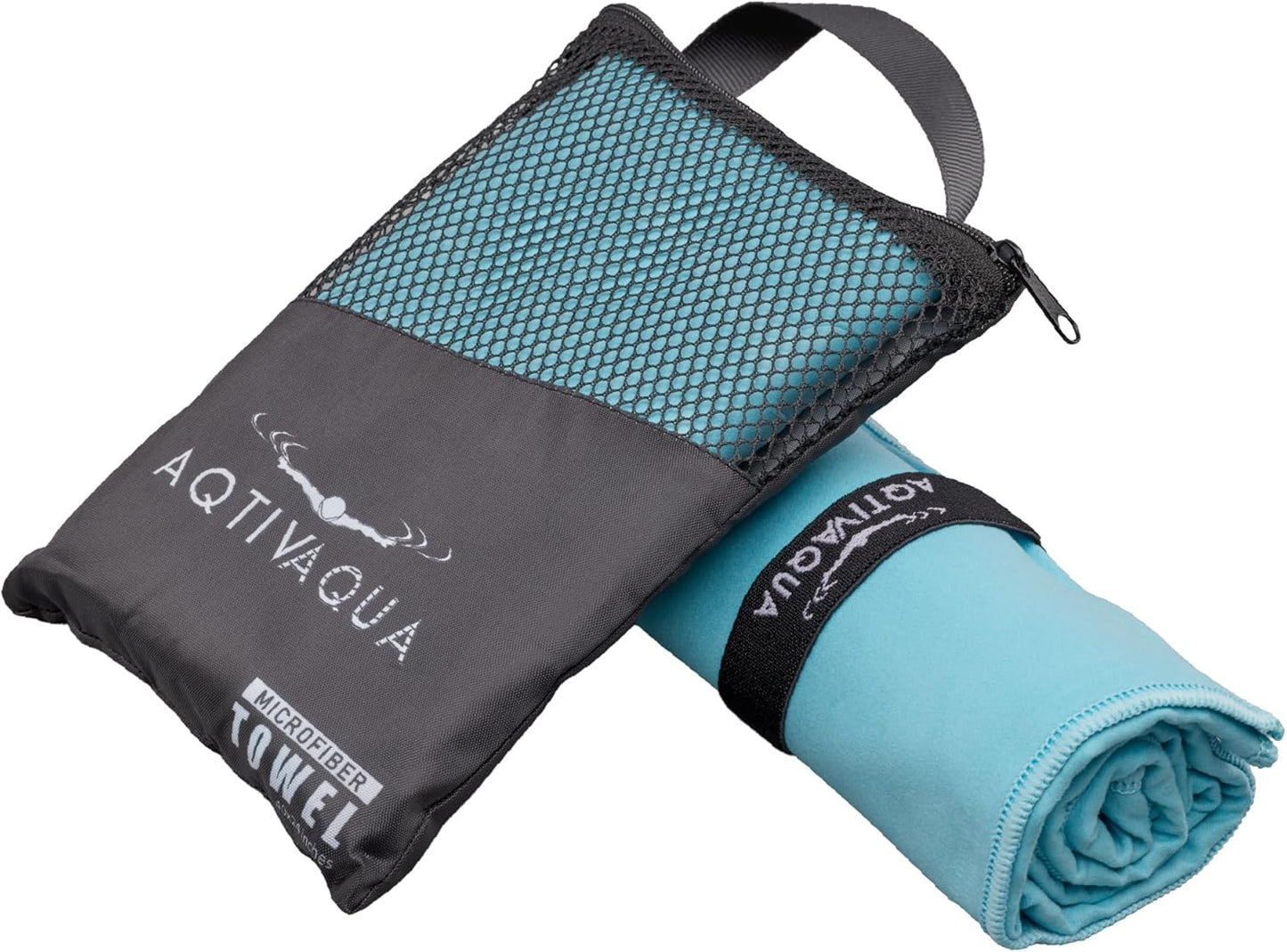 AqtivAqua Quick Dry Towel - Lightweight Microfiber Travel Towel w/Bag - Fast Drying Towel Set for Camping, Beach, Pool, Gym, Backpacking, Sports, Yoga & Swim Use, Hiking (Blue, M:24"x40")
