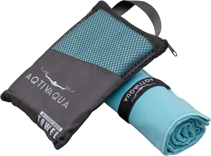 AqtivAqua Quick Dry Towel - Lightweight Microfiber Travel Towel w/Bag - Fast Drying Towel Set for Camping, Beach, Pool, Gym, Backpacking, Sports, Yoga & Swim Use, Hiking (Blue, M:24"x40")