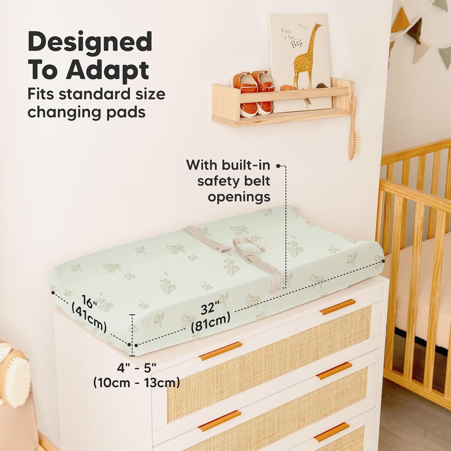 2-Pack Baby Changing Pad Covers for Girl, Boy, Neutral - Soft Viscose Derived from Bamboo Changing Table Pad Cover Sheets, Baby Nursery Diaper Changing Pad Cover, Contour Changing Pad Liner (Elly)