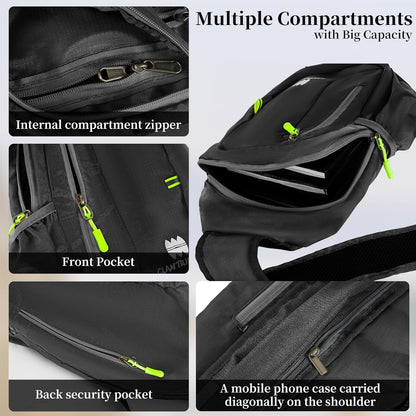 Small Sling Backpack, Lightweight Crossbody Backpack,Foldable Cross Body Bag for Men Women,Shoulder Bag for Sport Outdoors Hiking Traveling