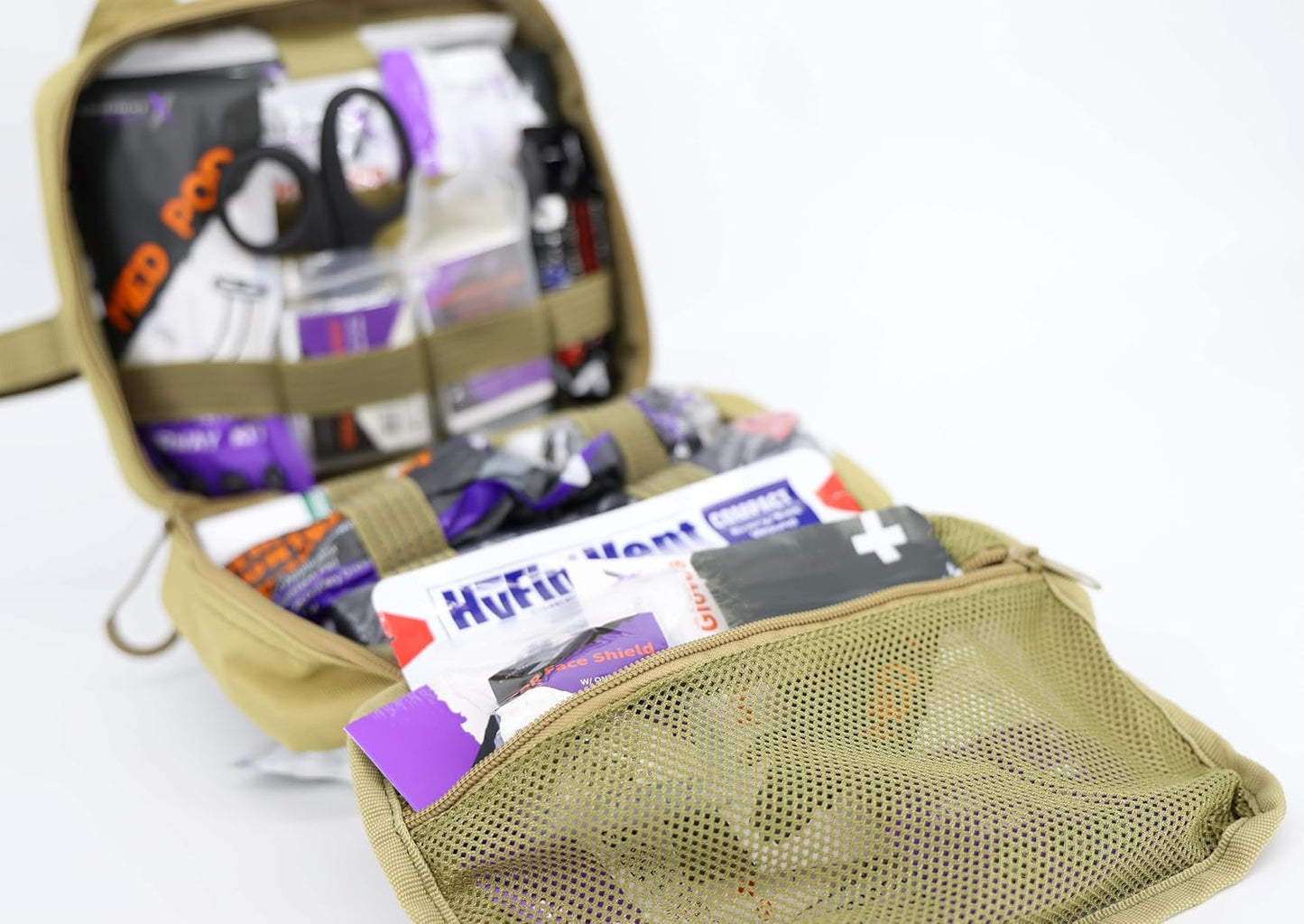 Lightning X Rip-Away Officer's Patrol Tactical Gunshot & Trauma IFAK Kit w/Headrest Mount - Desert TAN