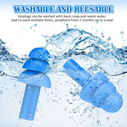TrelaCo 100 Pairs Ear Plugs Bulk, NRR 29dB Reusable Silicone Ear Plugs with Plastic Cases Soft Foam for Sleeping Noise Cancelling for Concerts Shooting Swimming Noise Reduction(Blue)