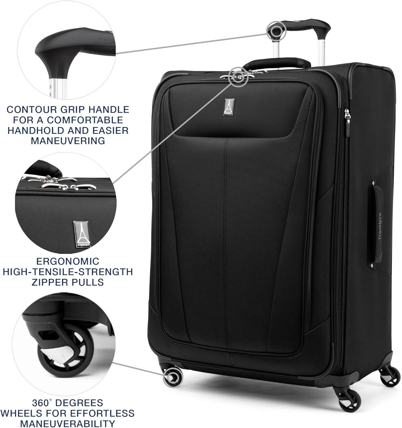 Travelpro Maxlite 5 Softside Expandable Checked Luggage with Spinner Wheels, Lightweight, 29-Inch — Black