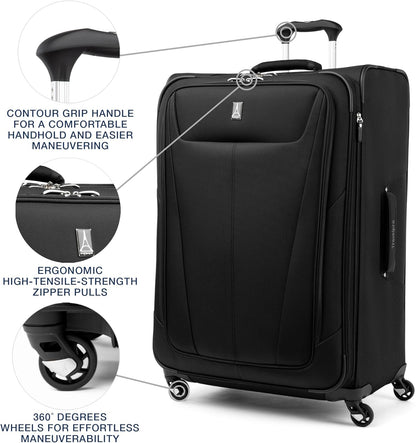 Travelpro Maxlite 5 Softside Expandable Checked Luggage with Spinner Wheels, Lightweight, 29-Inch — Black