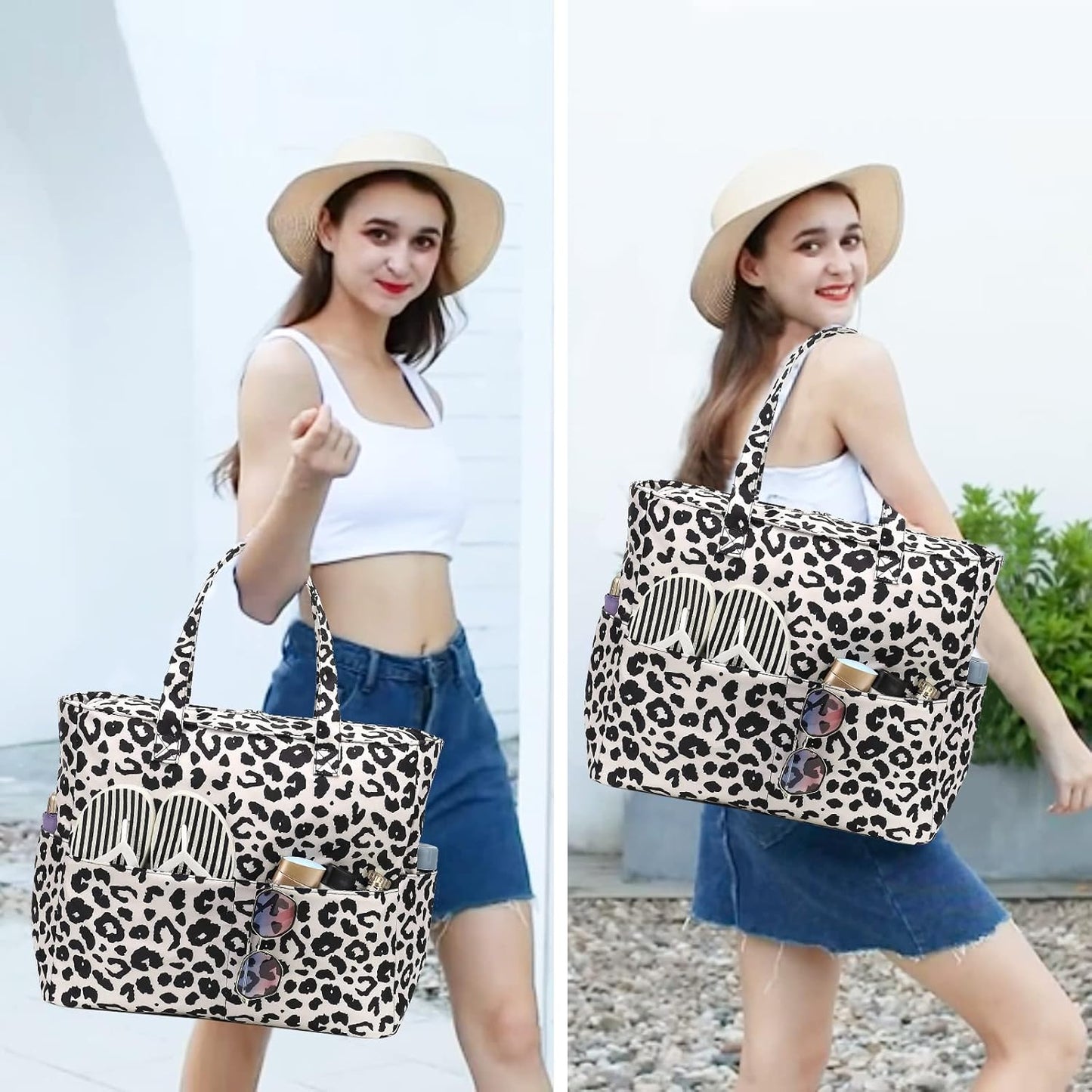 Waterproof Beach Tote Pool Bags for Women Ladies Extra Large Gym Tote Carry On Bag With Wet Compartment for Weekender Travel