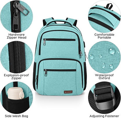 Backpack for Girls Women, School Backpack for Teen Boys, Lightweight Casual High School Bookbag, Daily-use Travel Laptop Backpack with USB Charging Port Fits 15.6 Inch Notebook