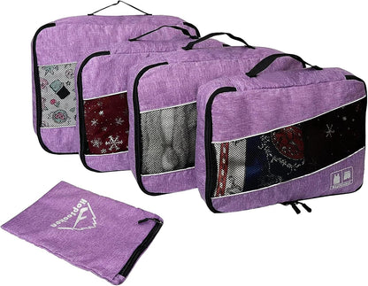 5 Set Packing Cubes for Travel Large Suitcase Luggage Organizer Bags Travel Accessories Vacation 4 Cubes 1 Laundry Pouch Bag