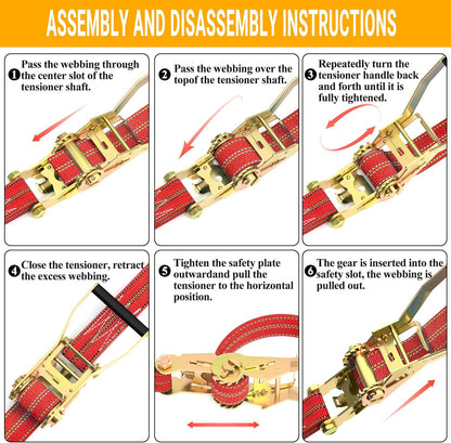 4Pack Heavy Duty Ratchet Straps, 2” 32Ft Ratchet Tie Down Strap, Tie Down Ratcheting with Double J Hook, 4000 LB Break Strength Cargo Straps Ratcheting for Moving Cargo, Lawn Equipment and Motorcycles