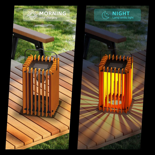 2 Set Solar Lantern Outdoor LED Hanging Solar Lantern with IP44 Rattan Outside Rating for Patio Garden Decor for Outside Porch Yard Table Top Decorative Tree Home(Square
