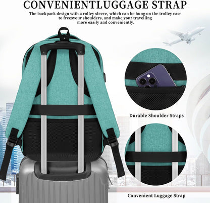 Backpack for Women Men, School Backpack for Boys Girls Teens, 15.6 Inch Laptop Backpack with USB Port, College Middle High School Bookbag, Water Resistent Business Mochila para hombre, Cyan