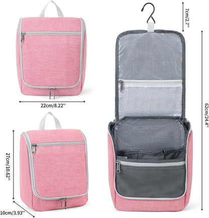 Della Gao Hanging Travel Toiletry bag for Women, Water-resistant Durable Nylon Toiletries Organizer for Cosmetics, Makeup Brushes, Bathroom Bag, Pink