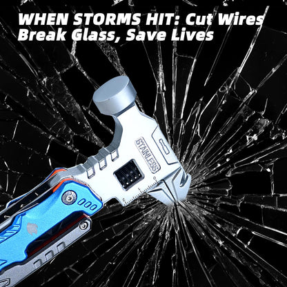 18-in-1 Multipurpose Tool Kit, Survival Camping Gear & Fishing Gifts for Dad - Multitool with Hammer, Pliers, Screwdriver and Pocket Knife for Men