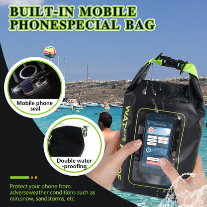 IP68 Waterproof Dry Bag, 2L - Roll Top Waterproof Pool Bag，Dry Bags for Kayaking Waterproof-w/Phone Pouch,Large Waterproof Phone Pouch,Boating & Kayak Accessories Camping (Black 5L)