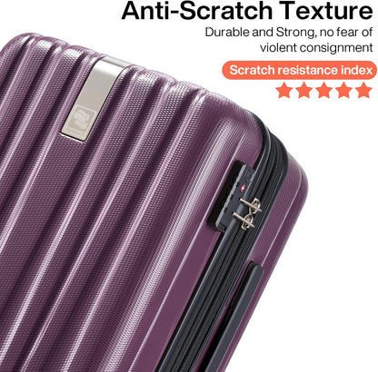 Hanke Luggage Sets 2 piece Carry On Luggage with Wheels PC Hard Shell Suitcases Lightweight Checked Travel Luggage Large Travel Suitcase Woman Men 20/29 Inch（Purple）