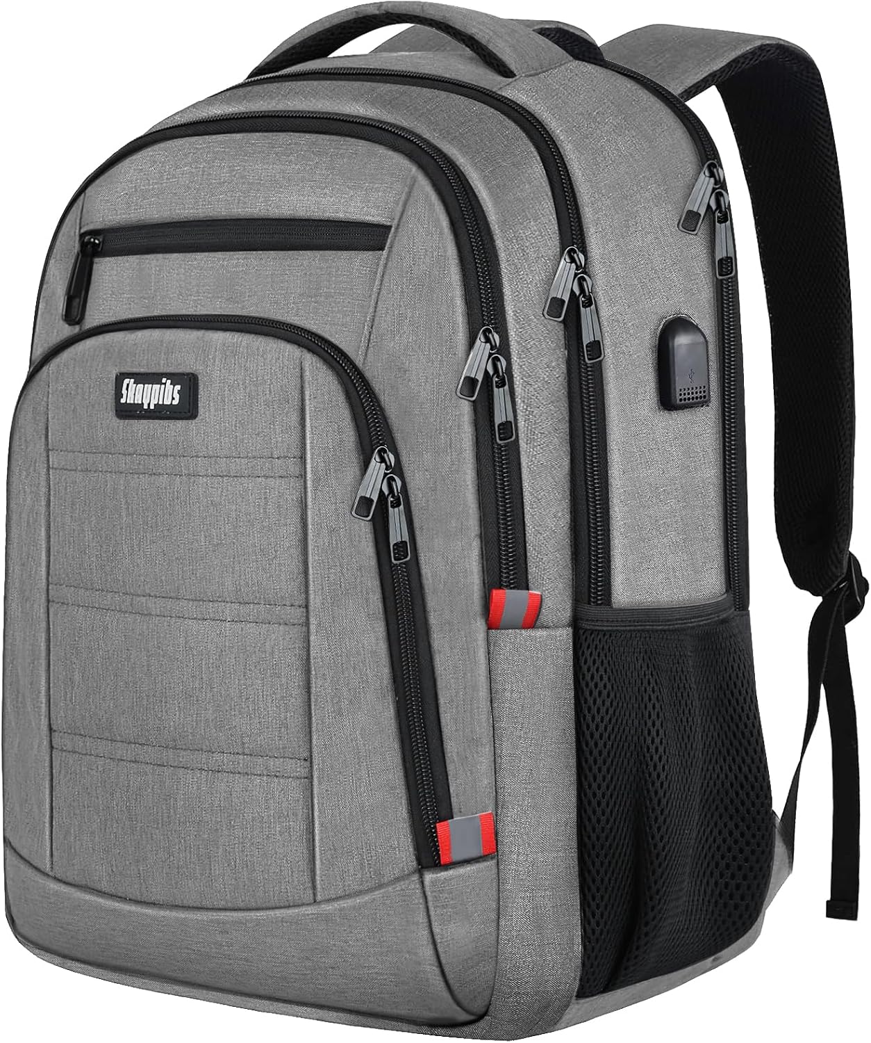 Backpack for Men Women, Travel School Backpacks for Teen Boys, Bookbag with USB Charging Port, Anti Theft College Students Backpack Fits 15.6 Inch Laptop, Casual Work Business Back Pack, Grey