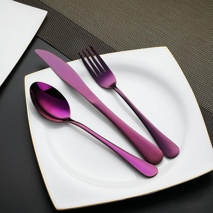 DEVICO Camping Utensils, Portable Travel Utensils with Case, Stainless Steel Reusable Silverware for Lunch Adult, 5Pcs Cutlery Set Includes Knife Spoon Fork Chopsticks and Case (Purple)