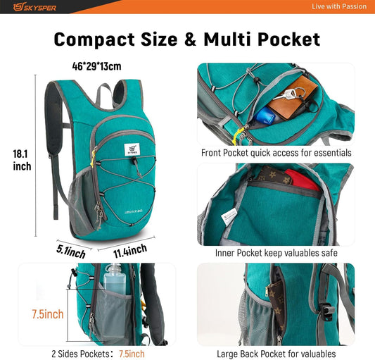 SKYSPER 15L/20L Foldable Hiking Backpack Lightweight Packable Travel Daypack with Chest Strap Small Folding Pack for Walking