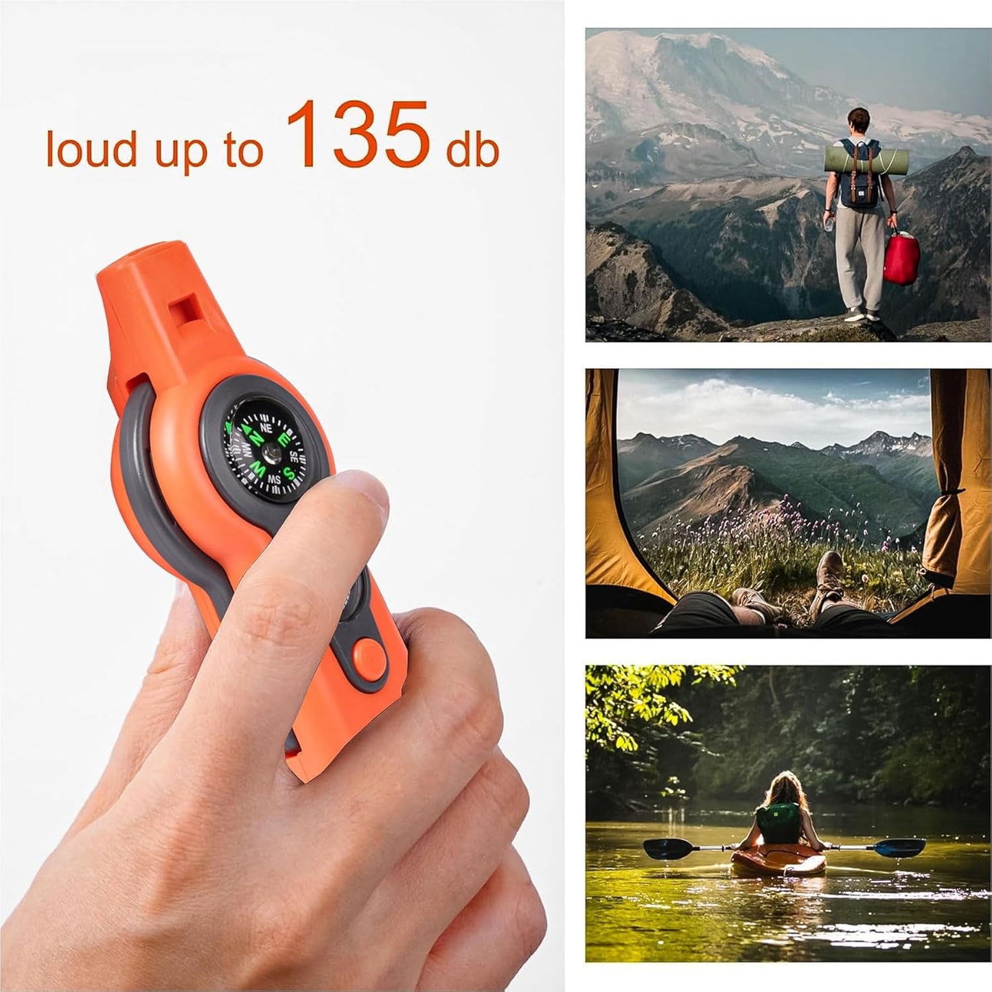 Emergency Survival Function Whistle, Outdoor Multifunctional Tool Safety Whistle with Lanyard, Ideal for Kayaking, Boating, Hiking, Camping, Climbing, Hunting, Fishing, Rescue Signaling