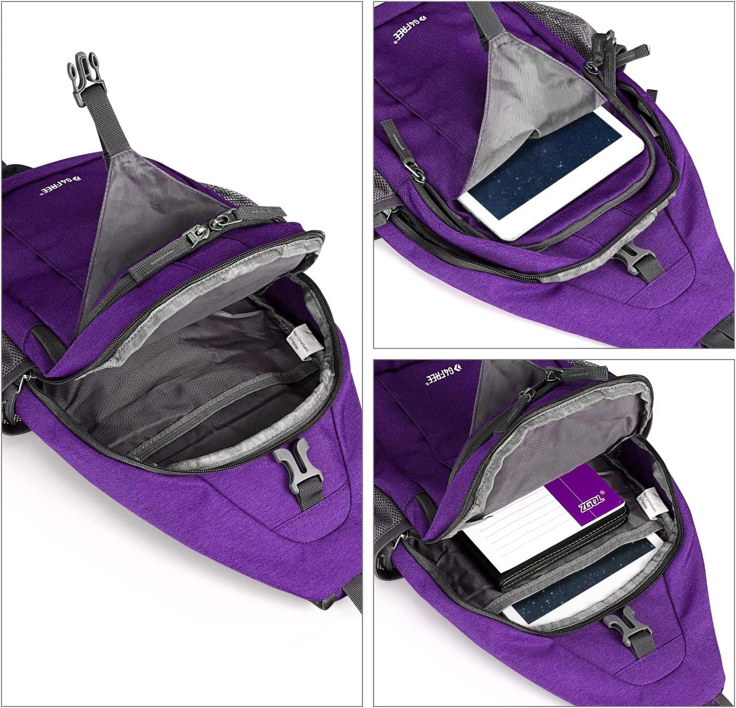 G4Free Sling Bag RFID Blocking Sling Backpack Crossbody Chest Bag Daypack for Hiking Travel(Purple)