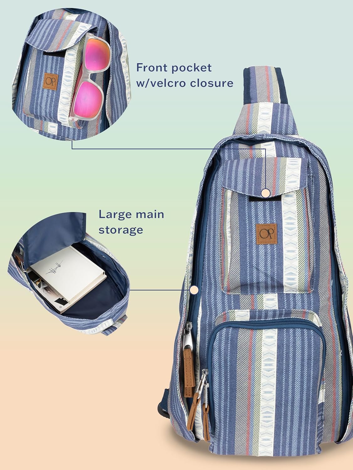 Ocean Pacific Crossbody Sling Bag for Everyday Use, Travel, Work - Casual Daypack for Men Women