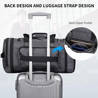 WITZMAN Duffle Bag for Men Nylon Large Gym Weekender Bag with Shoe Compartment Expandable Carry on Overnight Bag(B695 Silvery Grey)