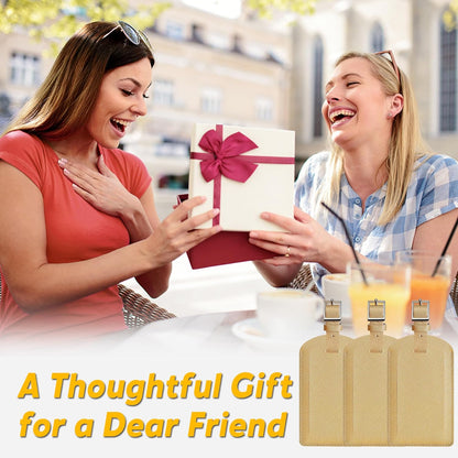 3 Pack Luggage Tags for Suitcases, TSA Approved Bag Tags, Baggage Tags with Privacy Protection, Travel Essentials Luggage Accessories, Golden