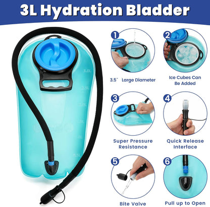 1050D Tactical Hydration Backpack with 3L TPU Water Bladder, Military Molle Water Backpack Perfect for Men & Women, Hydration Pack for Hiking, Biking, Running, Climbing, Hunting, Daily Use