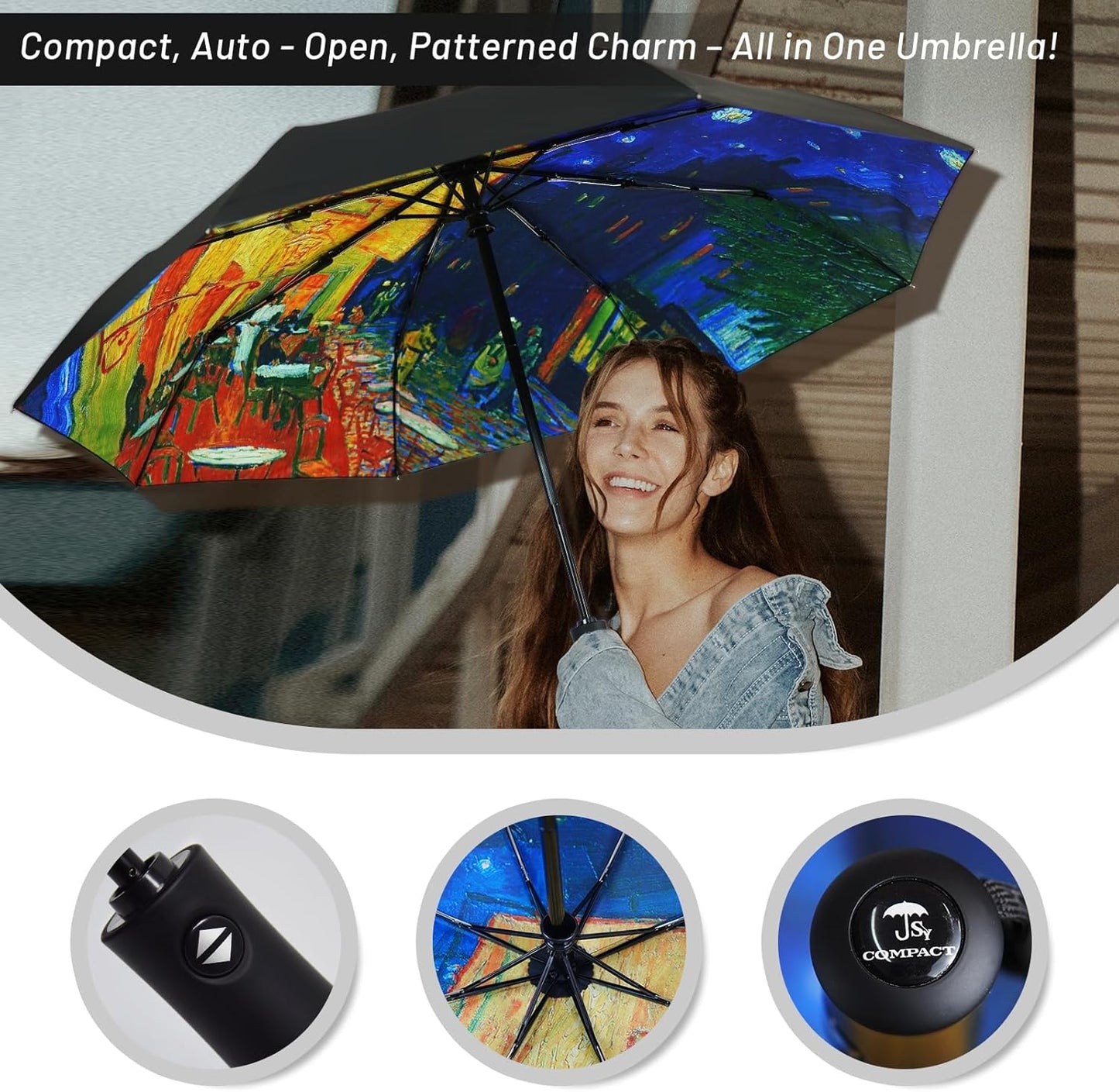 SY COMPACT Travel Umbrella Windproof Automatic Umbrellas Small Compact UV Sun Protection Factory Outlet Umbrella