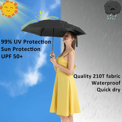 BAODINI Travel Mini Umbrella for Purse With Case Small Compact UV Sun Protection Sun Lightweight Tiny Pocket Umbrella for Women Girls and Men