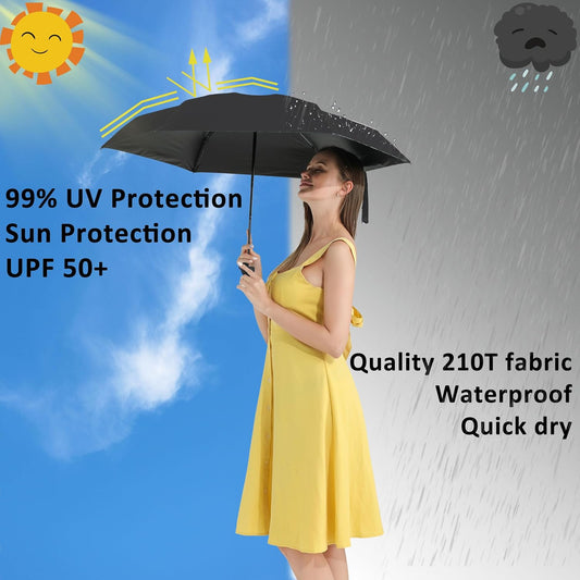 BAODINI Travel Mini Umbrella for Purse With Case Small Compact UV Sun Protection Sun Lightweight Tiny Pocket Umbrella for Women Girls and Men