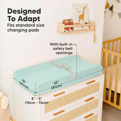 2-Pack Organic Changing Pad Covers for Girl, Boy, Neutral - 100% Cotton Changing Table Pad Cover, Soft Baby Nursery Diaper Changing Pad Sheets, Contour Changing Pads Liners, Change Pad Cover (Pastel)