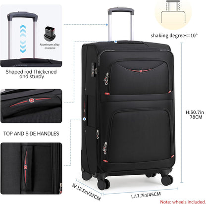 Softside Expandable Luggage with 4 Spinner Wheels, Durable Checked-Luggage Suicase (Purple, 29-Inch)