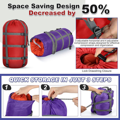 5 Pack Compression Stuff Sack 5 Assorted Size Sleeping Bag Stuff Sack Ultralight Sleeping Bag Cover Space Saving Gear for Travel Outdoor Camping Hiking Backpacking