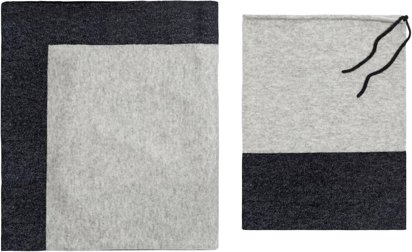 Jet&Bo Luxurious Cashmere Merino Blend Travel Blanket, Airplane-Ready in Packable Pouch, Soft, Lightweight and Breathable (Gray and Charcoal)