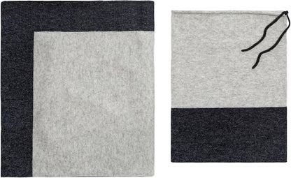Jet&Bo Luxurious Cashmere Merino Blend Travel Blanket, Airplane-Ready in Packable Pouch, Soft, Lightweight and Breathable (Gray and Charcoal)
