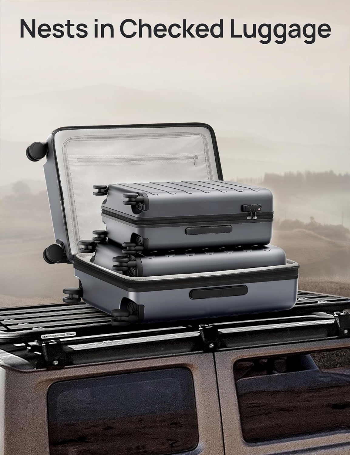 Carry on Luggage 22 X 14 X 9 Airline Approved, 20 Inch Luggage for 3-5 Days Travel, Double Spinner Wheels, 100% Hardshell PC, TSA Lock (00-Grey (Expandable), Carry-On 20-Inch)