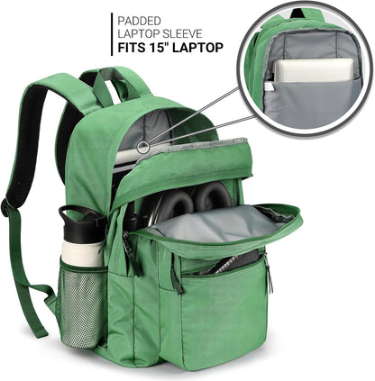 ZORFIN 26L Backpack for College, and Travel: Water Resistant Bookbag - Lemon Green